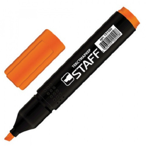 Текстовыделитель STAFF "STICK", прямоугольный корпус, скошенный наконечник 1-4 мм, оранжевый