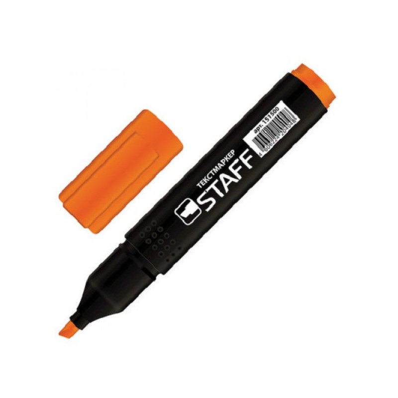 Текстовыделитель STAFF "STICK", прямоугольный корпус, скошенный наконечник 1-4 мм, оранжевый