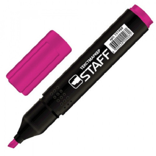 Текстовыделитель STAFF "STICK", прямоугольный корпус, скошенный наконечник 1-4 мм, розовый