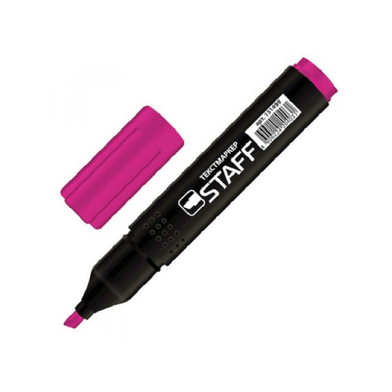 Текстовыделитель STAFF "STICK", прямоугольный корпус, скошенный наконечник 1-4 мм, розовый