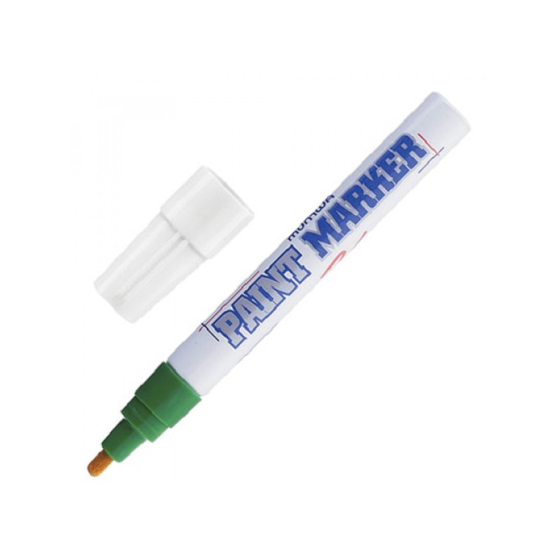 Маркер-краска лаковый (paint marker) MUNHWA, 4 мм, нитро-основа, алюминиевый корпус, зеленый, PM-04