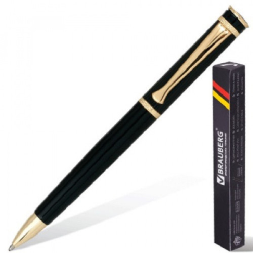 Ручка бизнес-класса шариковая BRAUBERG "Perfect Black", корпус черный, узел 1 мм, линия письма 0,7 мм, синяя, 141416