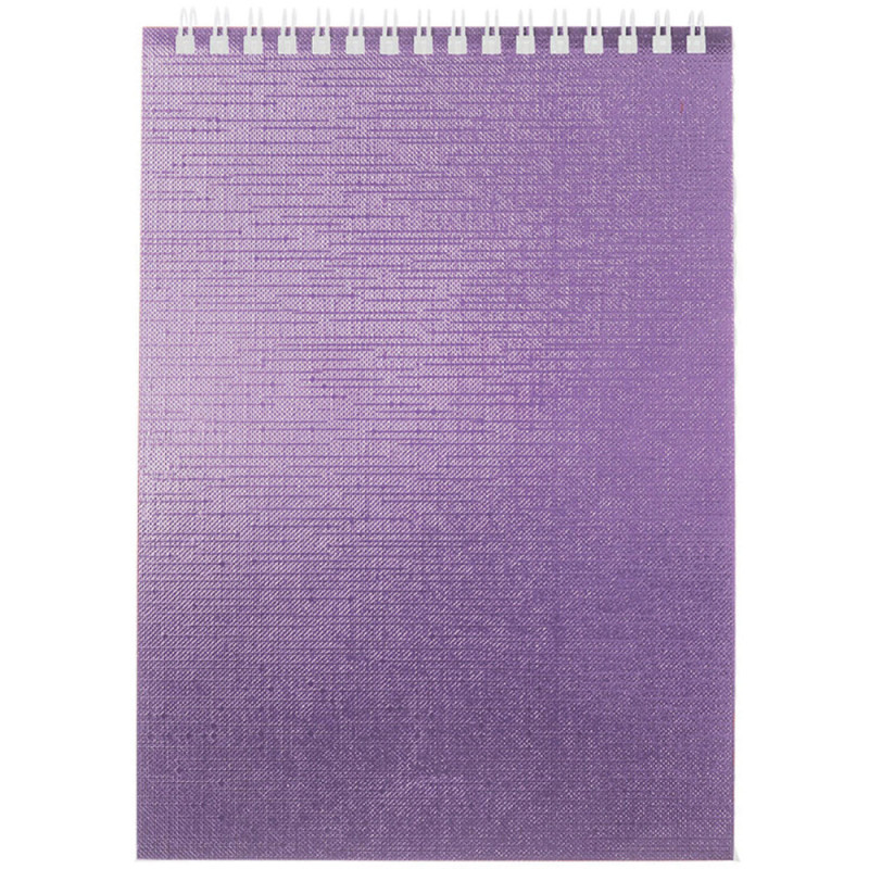 Блокнот А5, 80 листов, клетка, гребень, бумвинил, 60 м/м2,  METALLIC Фиолетовый