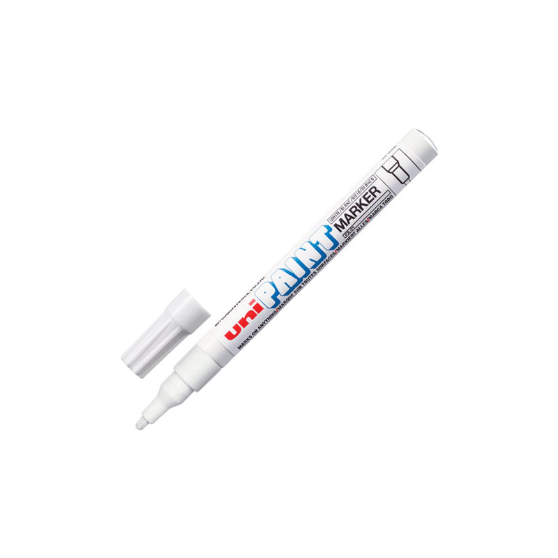 Маркер-краска лаковый (paint marker) UNI "Paint", 0,8-1,2 мм, БЕЛЫЙ, нитро-основа, алюминиевый корпус, PX-21(L) WHITE