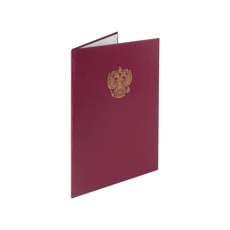 Папка адресная бумвинил бордовый, "Герб России", формат А4, STAFF, 129576