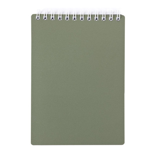 Блокнот А5, 80 листов, клетка Пластиковая обложка на гребне METALLIC Темно-зеленый