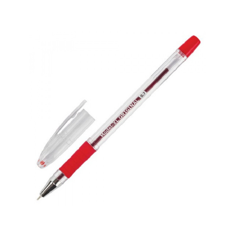 Ручка шариковая красная 0,35мм 0,7мм, манжетка, масляная, BRAUBERG "Model-XL" ORIGINAL