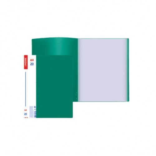 Папка 20 вкладышей, 500 мкм, зеленая, А4, "deVENTE. Daily", вкладыши 30 мкм, сменная этикетка, фактура "песок"