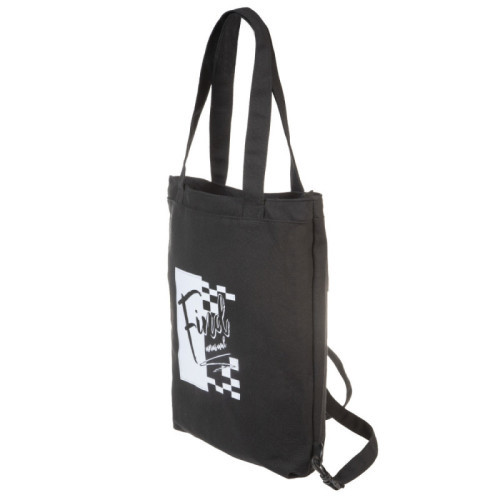 Сумка шопер-рюкзак на молнии Hatber 42х35см хлопок 1 карман - Black&White- в индив.упак.