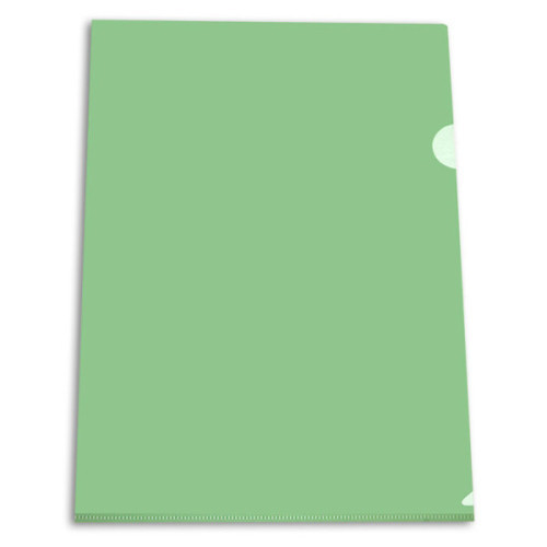 Папка-уголок пластик А4+, 1 отделение, 150 мкм, прозрачная, зеленый PROOFFICE