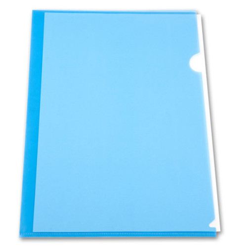 Папка-уголок пластик А4+, 1 отделение, 150 мкм, прозрачная, синий PROOFFICE