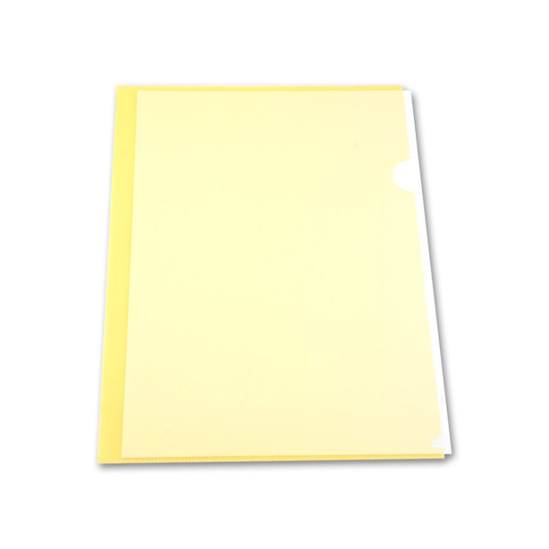 Папка-уголок пластик А4+, 1 отделение, 180 мкм, прозрачная, желтый PROOFFICE
