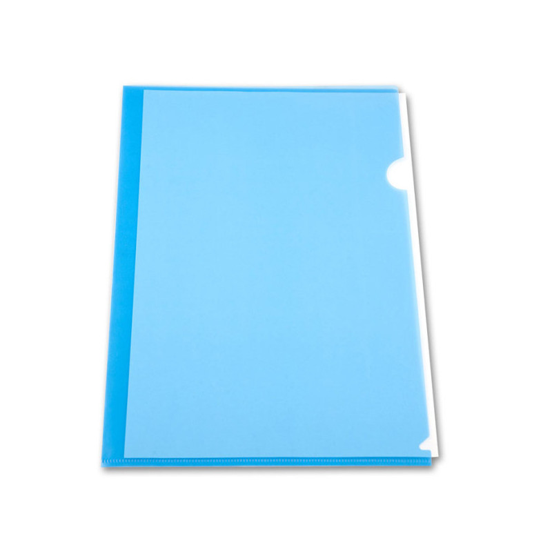Папка-уголок пластик А4+, 1 отделение, 180 мкм, прозрачная, синий PROOFFICE
