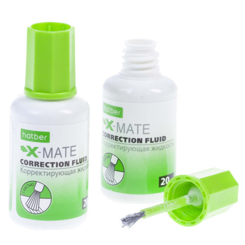 Корректирующая Жидкость Hatber X-Mate на химической основе 20ml с кисточкой в картонной Дисплей-витрине