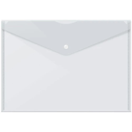Папка-конверт на кнопке, А4, 180мкм, пластик, бесцветная, DOLCE COSTO