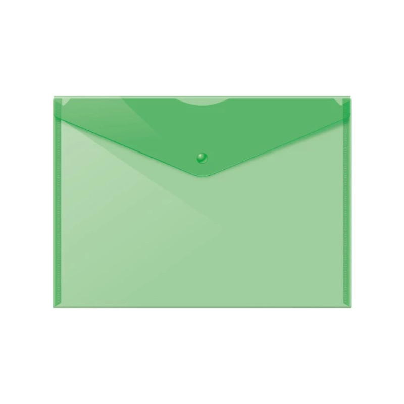 Папка-конверт на кнопке, А4, 180мкм, пластик, зеленая, DOLCE COSTO