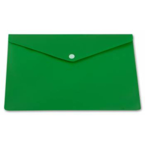 Папка-конверт на кнопке, А5+, 180 мкм, пластик, зеленый PROOFFICE