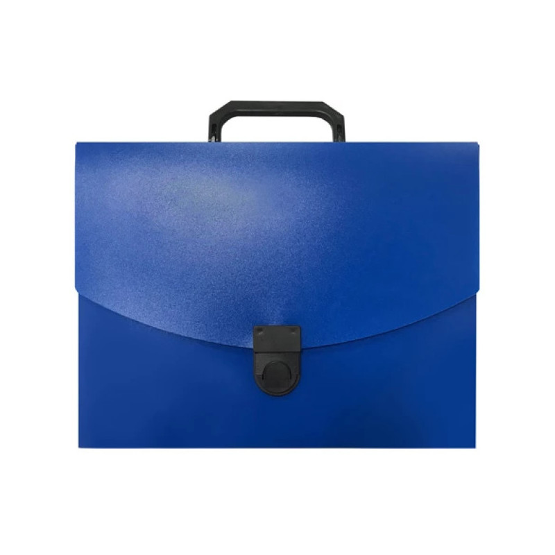 Папка-портфель 1 отделение, 320х240х30 мм, пластик, 600 мкм, синий, пластиковые замок и ручка, DOLCE COSTO