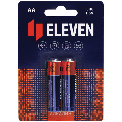 Батарейка Eleven AA (LR6) алкалиновая, 2 шт,  BC2