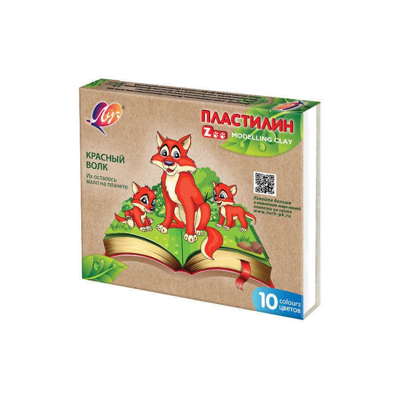 Пластилин "ZOO" 10 цв. (длинный брусок 15 г.)