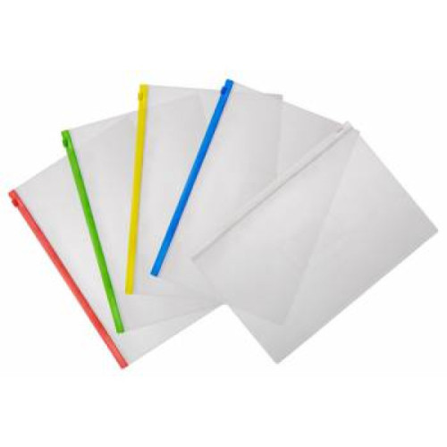 Папка-конверт на молнии ZIP, A4+, 0,16мм, карман для визитки, синий PROOFFICE