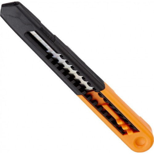 Нож канцелярский 9 мм Альфа-мини, с фиксатором, пластик, цвет оранжевый