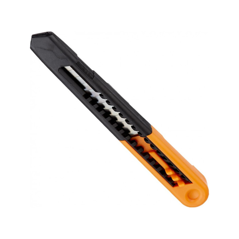 Нож канцелярский 9 мм Альфа-мини, с фиксатором, пластик, цвет оранжевый
