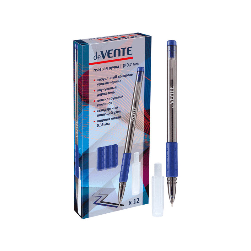Ручка гелевая 0,7 мм, игольчатый наконечник, синяя, "deVENTE. Smoky"