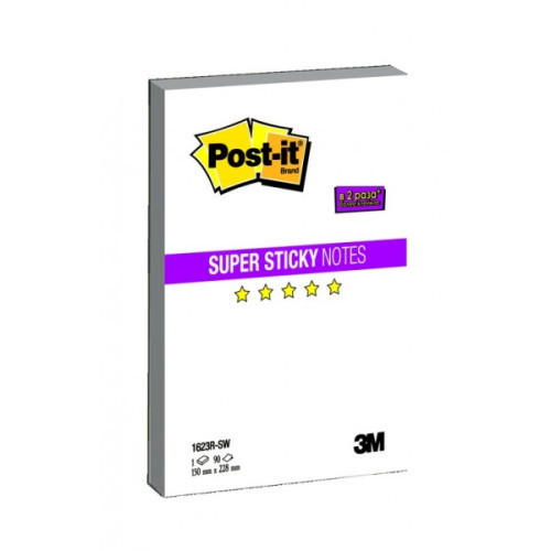 Блок-кубик Post-it Super Sticky 150х228 мм белый 90 листов