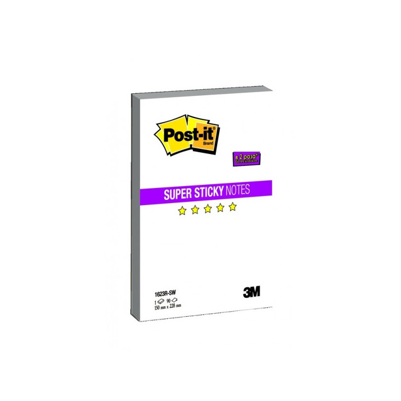 Блок-кубик Post-it Super Sticky 150х228 мм белый 90 листов
