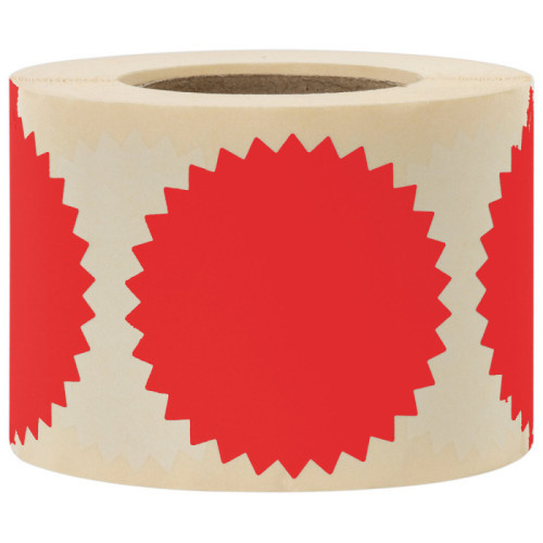 Самоклеящиеся этикетки BRAUBERG, диаметр 52 мм "ЗВЕЗДОЧКА" красная, 500 этикеток