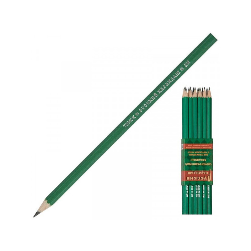 Карандаш чернографитный Русский карандаш 2M заточенный