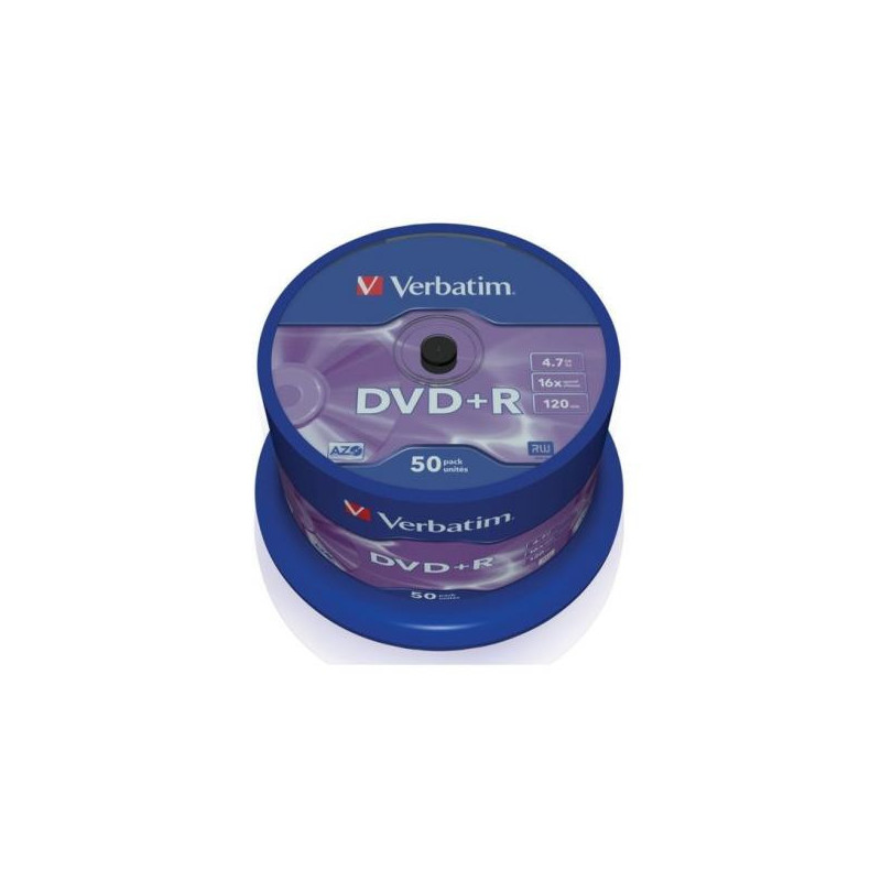 Носители информации Verbatim DVD+R 4,7Gb 16х Cake 50 штук