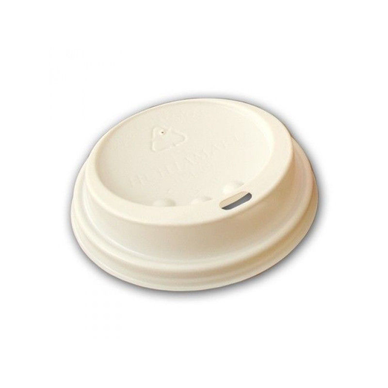 Крышка для стакана пластиковая белая с прорезью (диаметр 70 мм, 100 штук в упаковке)
