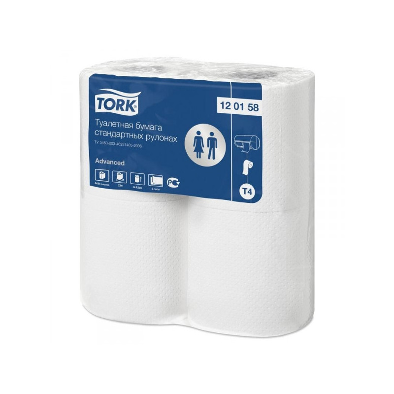 Бумага туалетная Tork Advanced 120158 T4 (2-слойная, белая, 4 рулона в упаковке)