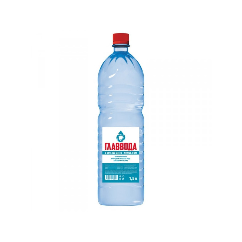 Вода питьевая Главвода негазированная 1,5 литра 6 штук в упаковке