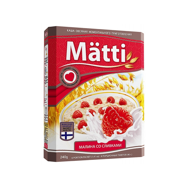Каша Matti Малина со сливками 6 штук по 40 грамм