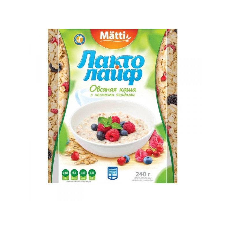 Каша Matti Лактолайф Лесные ягоды 6 штук по 40 грамм
