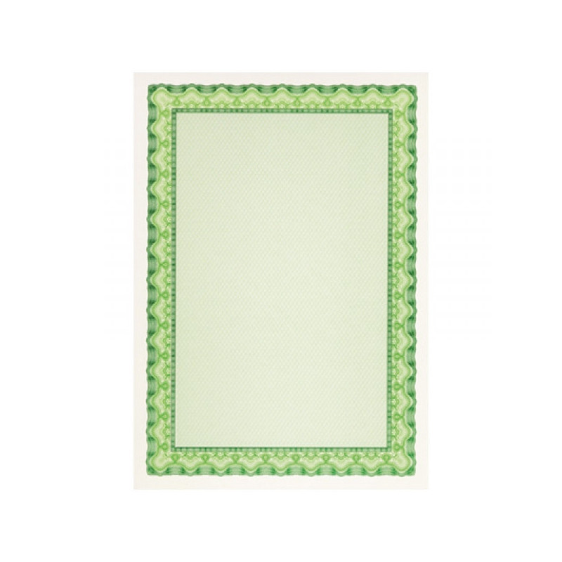 Сертификат-бумага зеленая рамка А4 115 г пачка 25 листов с водяными знаками
