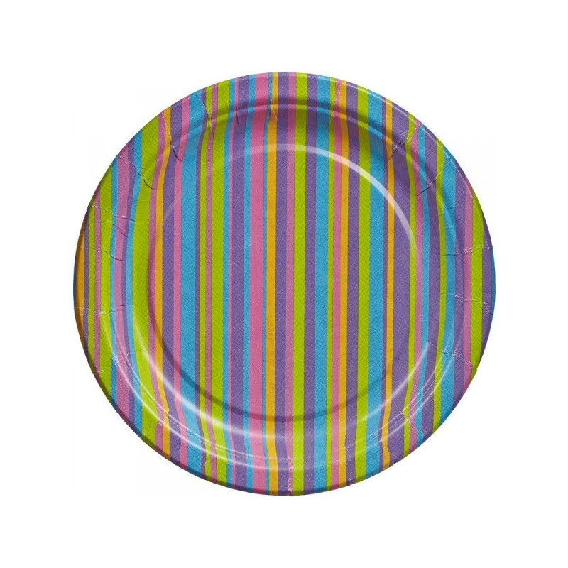 Тарелка одноразовая Джайв бумажная разноцветная с диаметром 230 мм 6 штук в упаковке