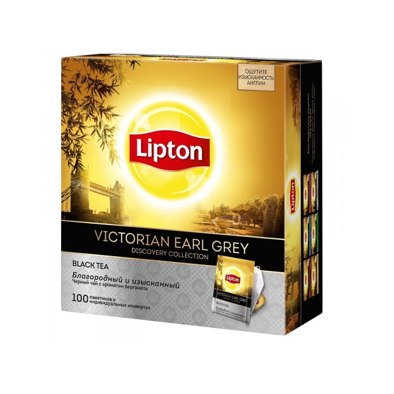 Чай Lipton Discovery Victorian Earl Grey черный с бергамотом 100 пакетиков