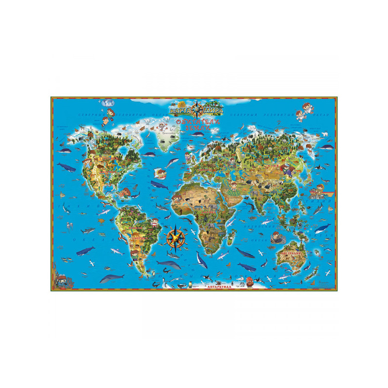 Карта "Мир" Обитатели Земли DMB, 1290*890мм, матовая ламинация